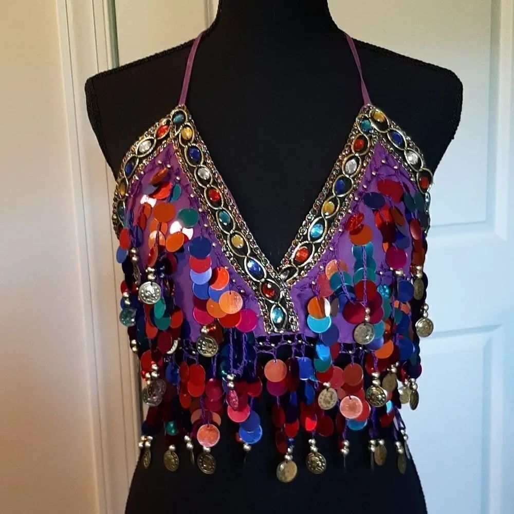 Sparkly Colorful Jingly Costume Halter - Picture 1 of 11
